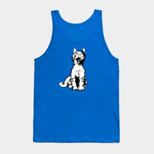 Vintage Yawning Cat on Blue Tank Top